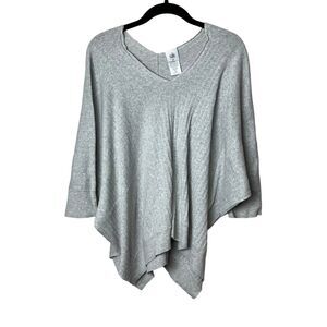 CAbi Sweater “Watson” Pullover V-Neck Oversized Boxy Gray Ribbed #5451 Size M